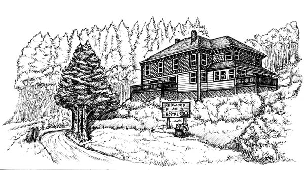 'Redwood Hostel Line Art' by C. S. Bauman
